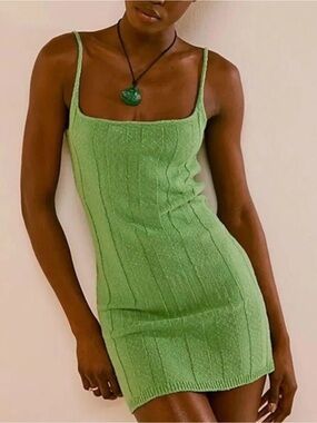 Free People Green Knit Mini Dress